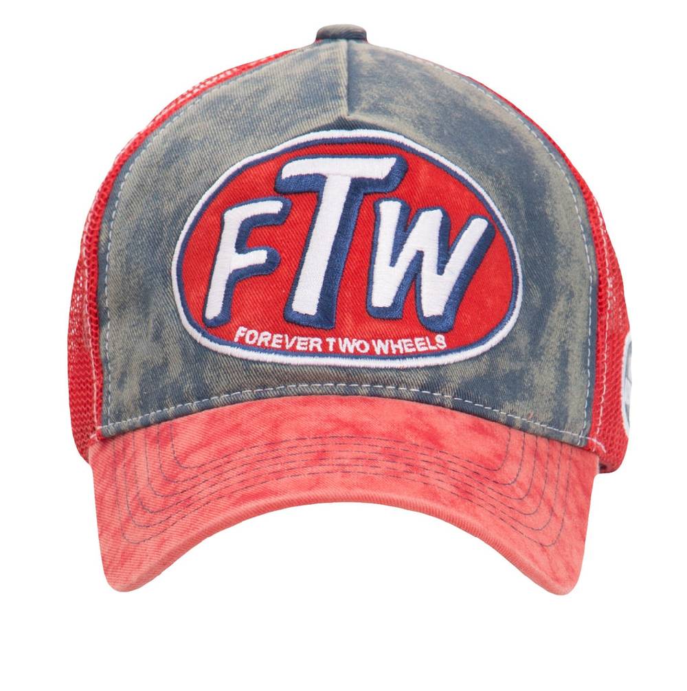 Queen Kerosin Trucker Cap mit Denim Einsatz im Used Look «FTW» zollfrei