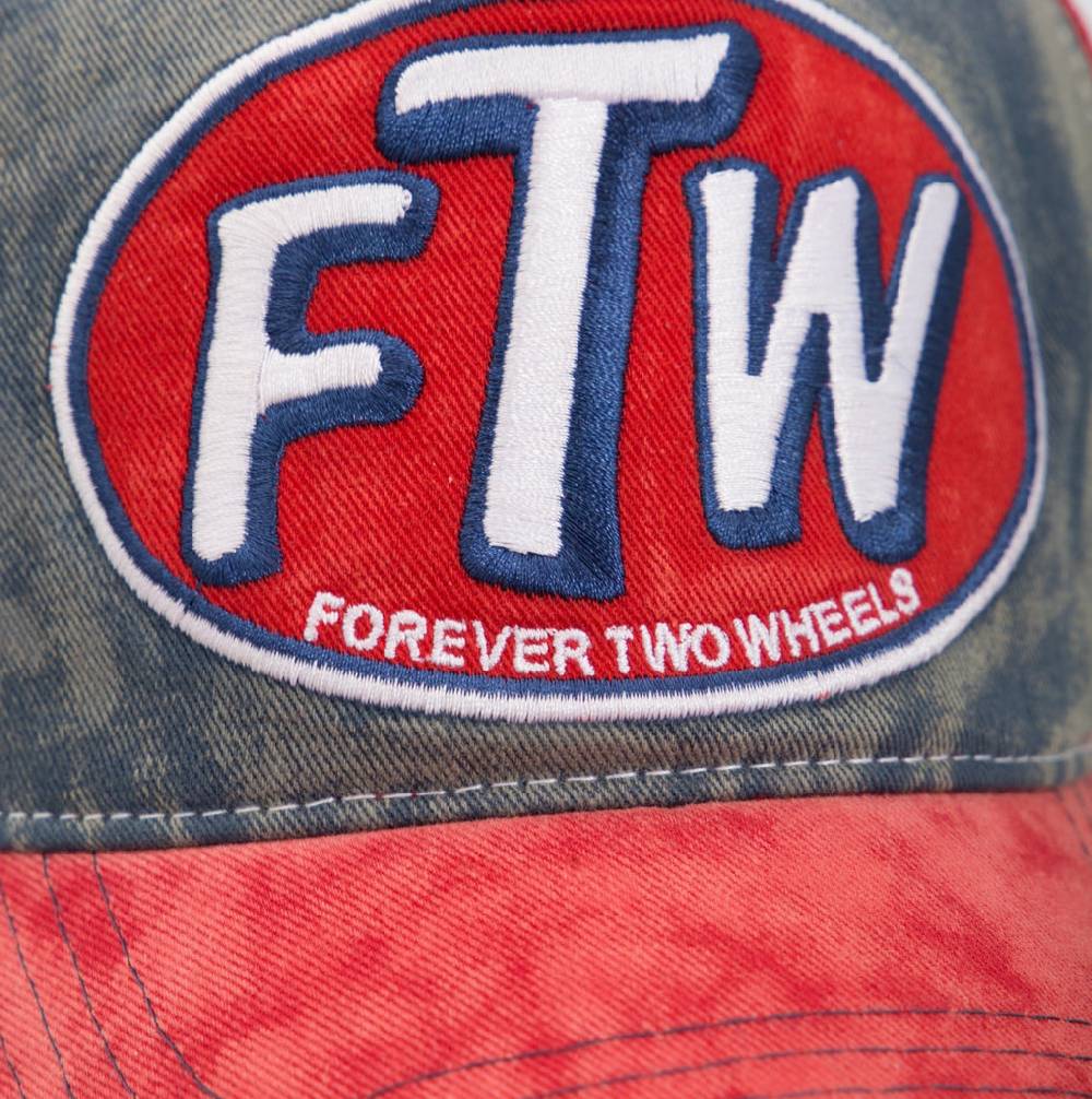 Queen Kerosin Trucker Cap mit Denim Einsatz im Used Look «FTW» zollfrei