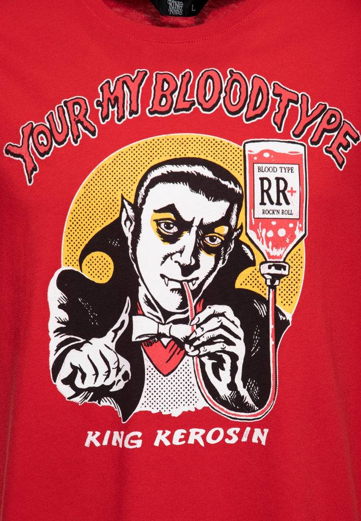 Queen Kerosin Print T-Shirt «You're my blood type» Exklusivangebot