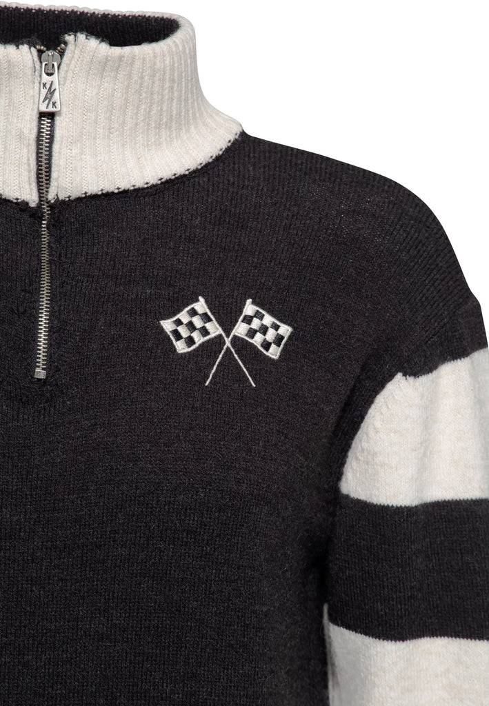 Queen Kerosin Strickpullover «KK Motor Crew» Zeitlich begrenztes Angebot