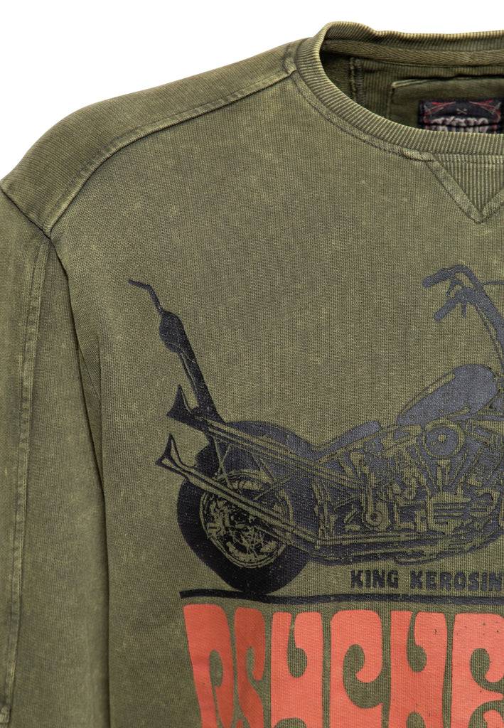 Queen Kerosin Pullover acid washed «Psychedelic Custom Chopper» Bestseller