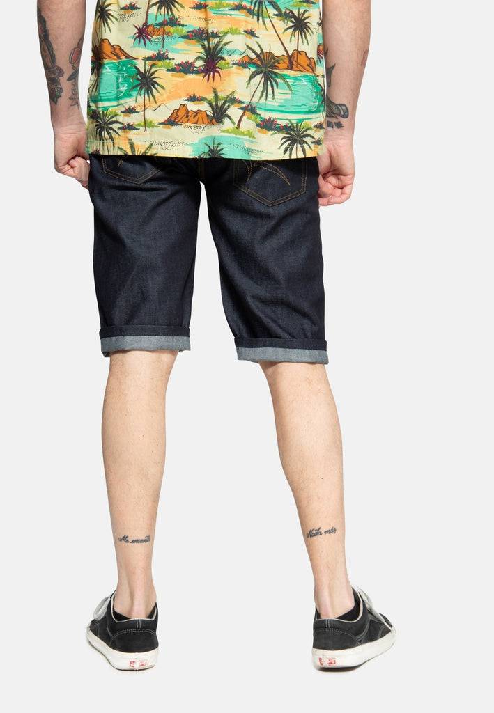 Queen Kerosin Denim Shorts mit Pintstripe Stitching «50s Workwear» Vierteljährliche Förderung