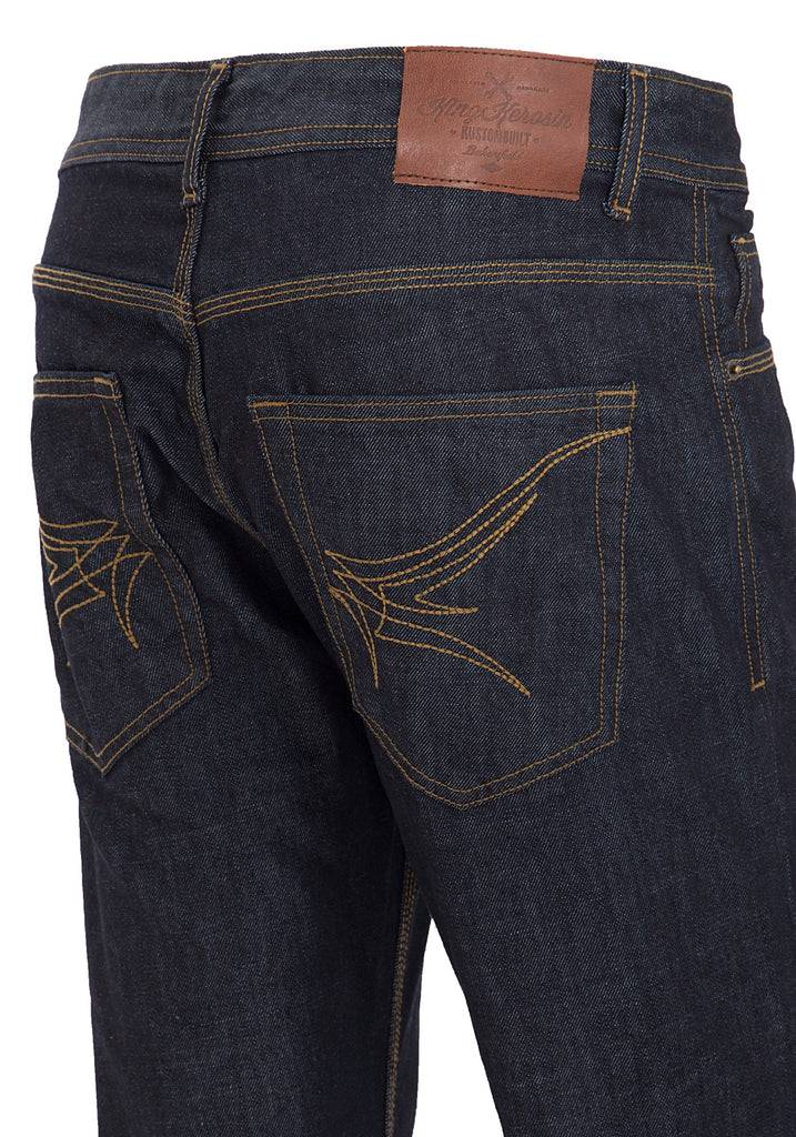 Queen Kerosin Regular Fit Jeans in dark blue mit Logo-Patch «Robin» Riesige Rabatte
