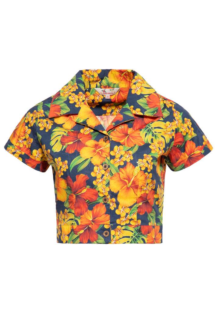 Queen Kerosin Hawaiibluse «Hibiskus» Begrenzt auf 3 Tage