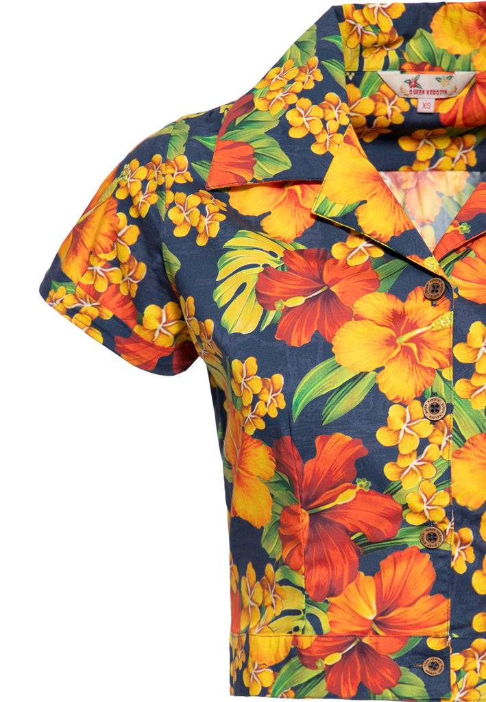 Queen Kerosin Hawaiibluse «Hibiskus» Begrenzt auf 3 Tage