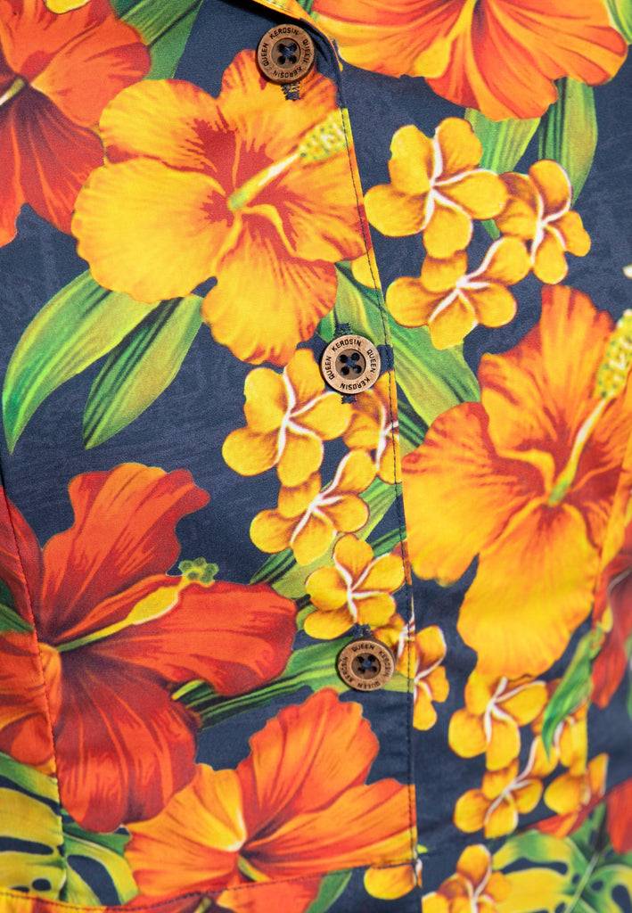 Queen Kerosin Hawaiibluse «Hibiskus» Begrenzt auf 3 Tage