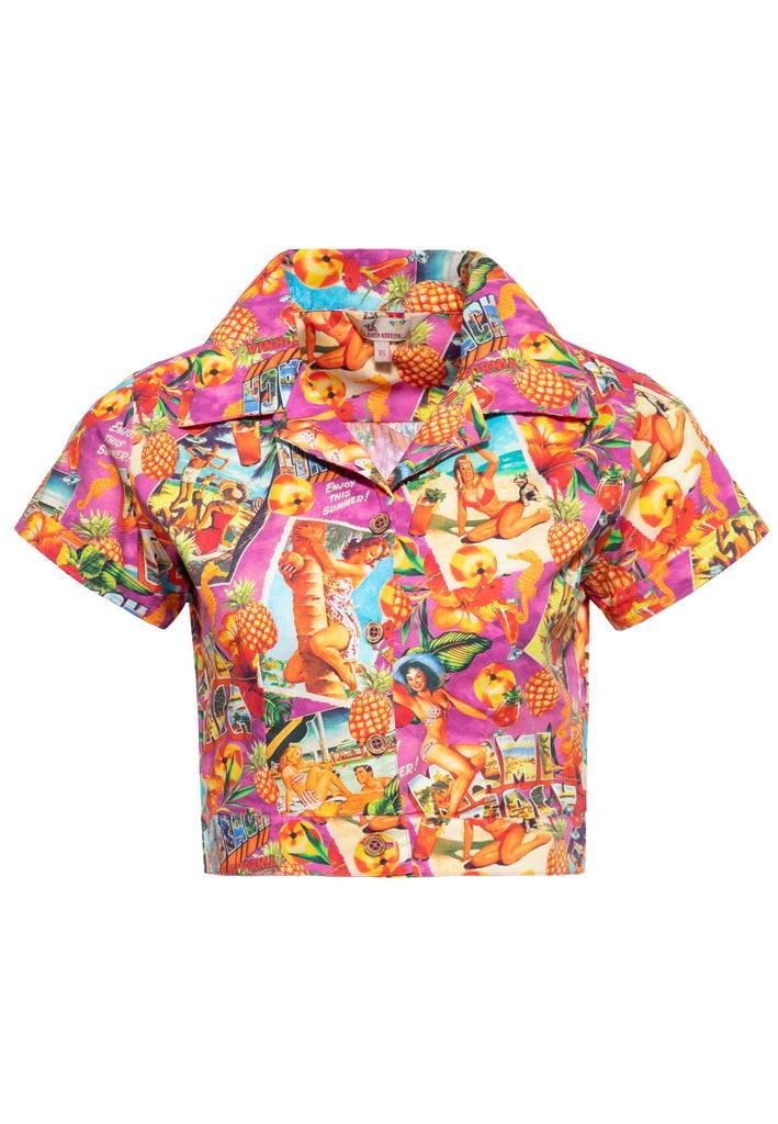 Queen Kerosin Hawaiibluse «Miami & Long Beach» Im Verkauf