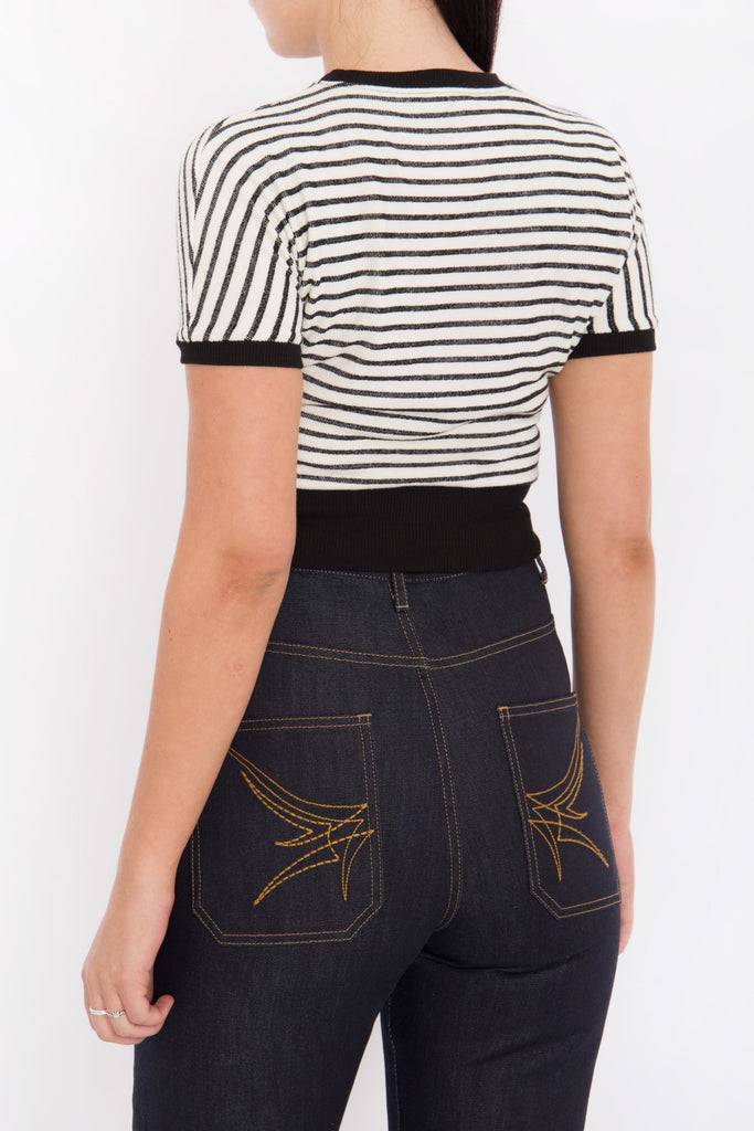 Queen Kerosin Cropped Pullover mit Streifen Neuheiten