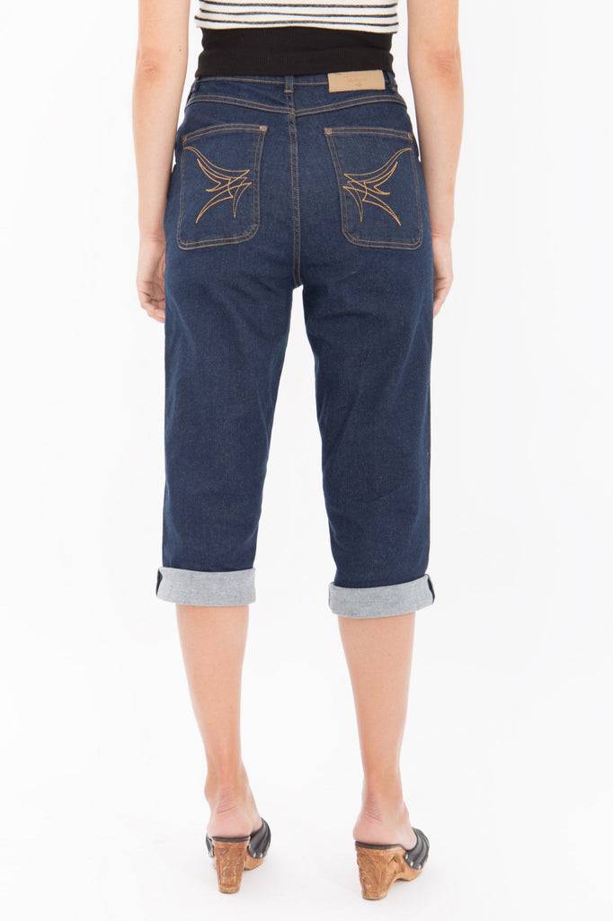 Queen Kerosin High Waist Capri Jeans mit seitlichem Reißverschluss Räumungsverkauf