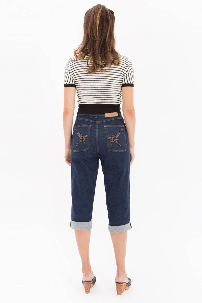 Queen Kerosin High Waist Capri Jeans mit seitlichem Reißverschluss Räumungsverkauf