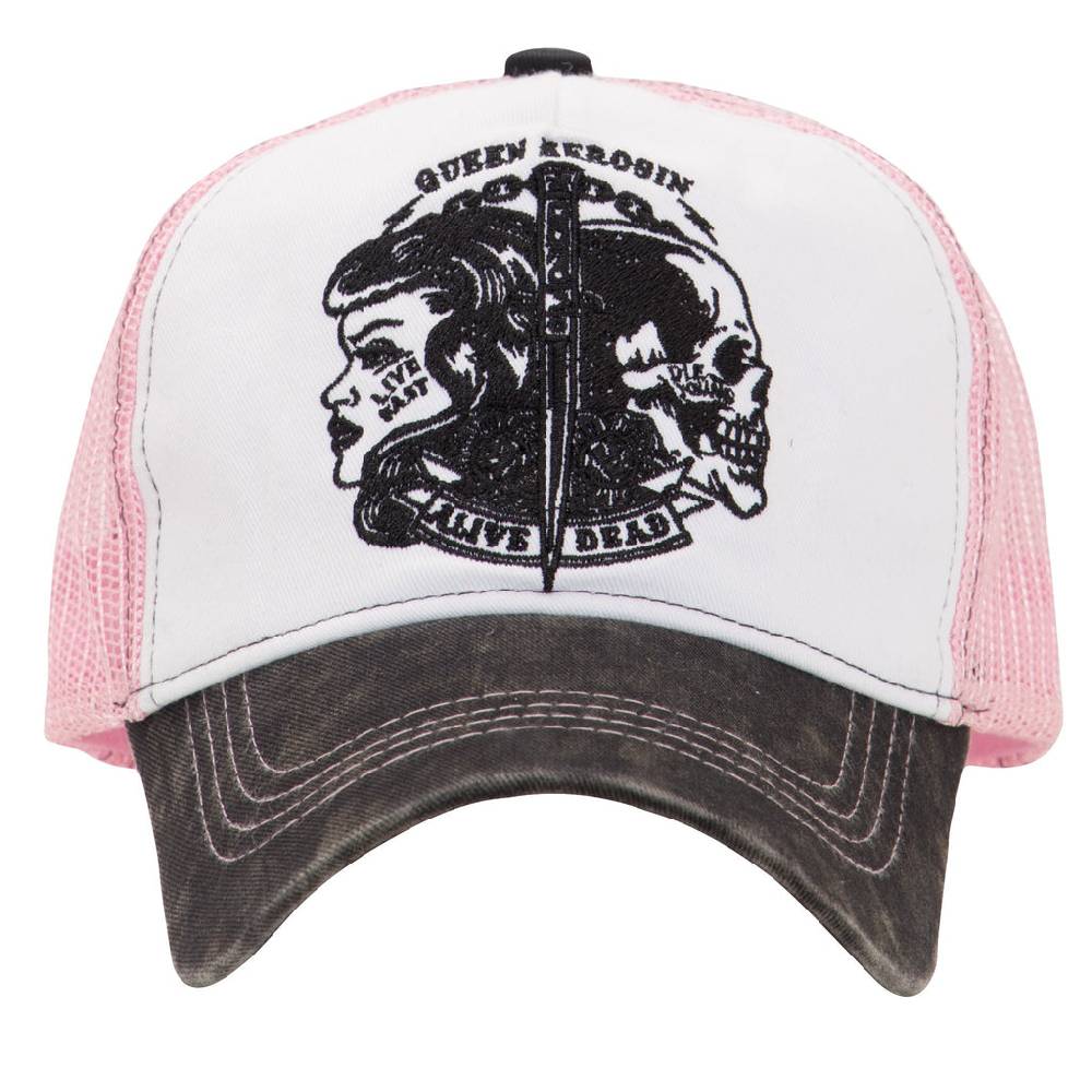 Queen Kerosin Trucker Cap in Vintage Waschung »Alive Dead« Tiefpreis