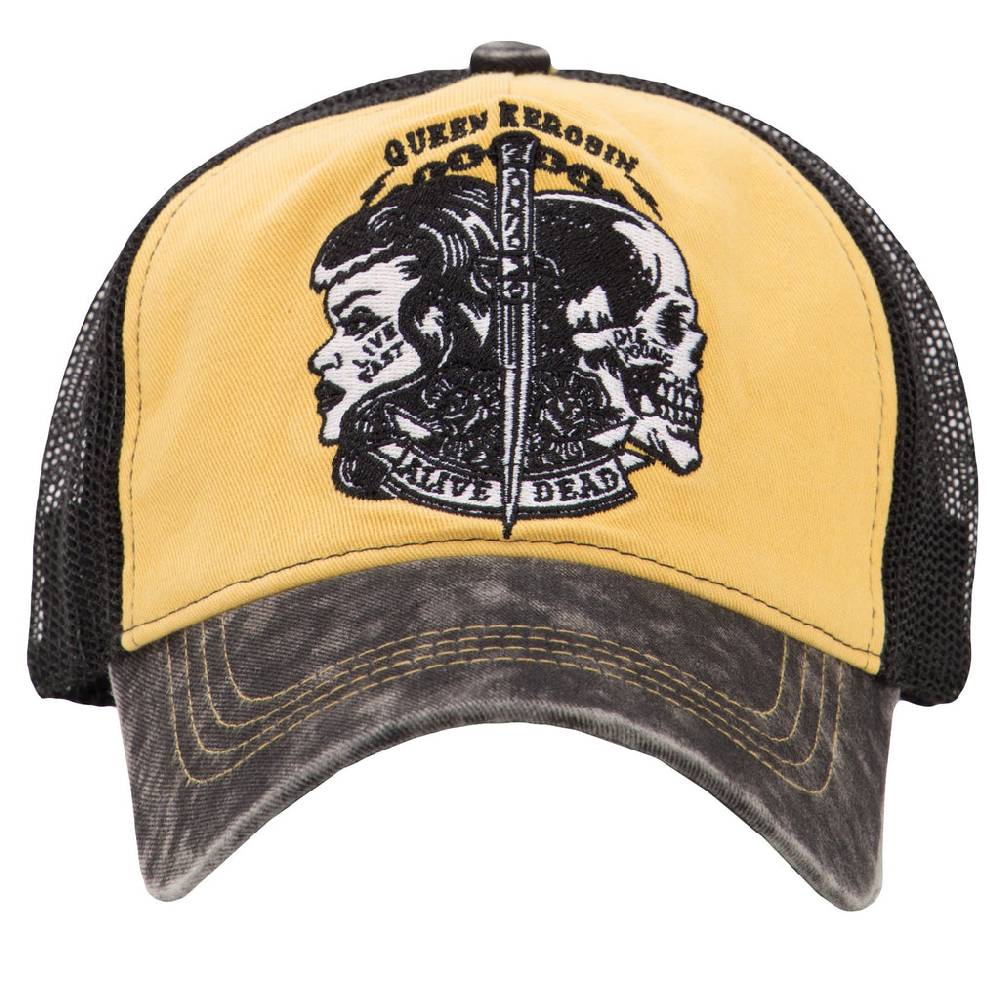 Queen Kerosin Trucker Cap in Vintage Waschung »Alive Dead« Tiefpreis
