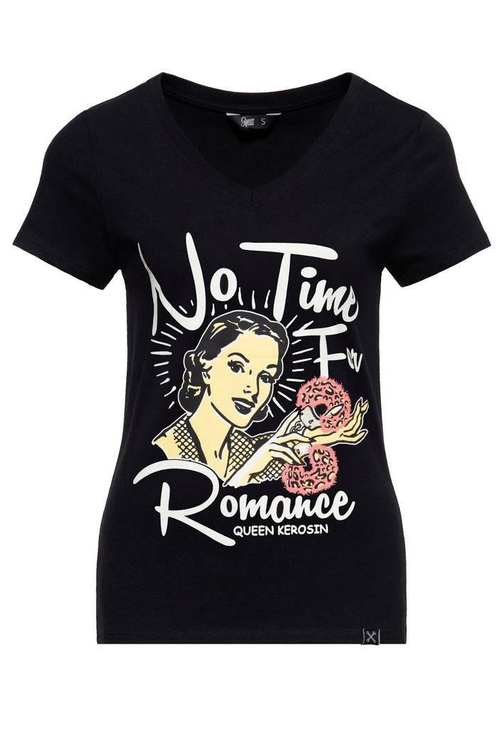 Queen Kerosin T-Shirt «No Time For Romance» Bis zu 60% Rabatt