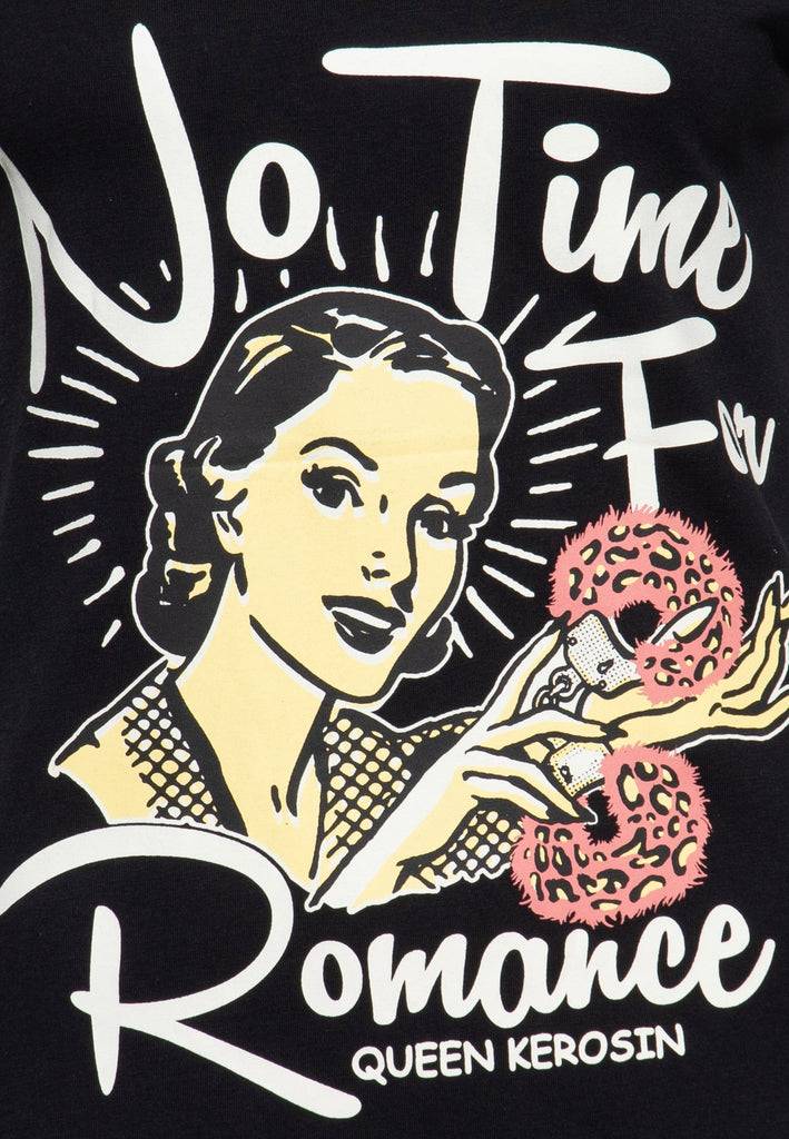 Queen Kerosin T-Shirt «No Time For Romance» Bis zu 60% Rabatt