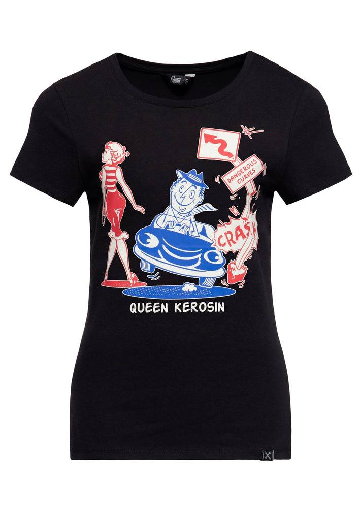 Queen Kerosin T-Shirt «Dangerous Curves» Bis zu 65% Rabatt