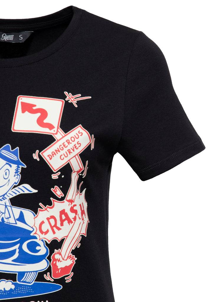 Queen Kerosin T-Shirt «Dangerous Curves» Bis zu 65% Rabatt
