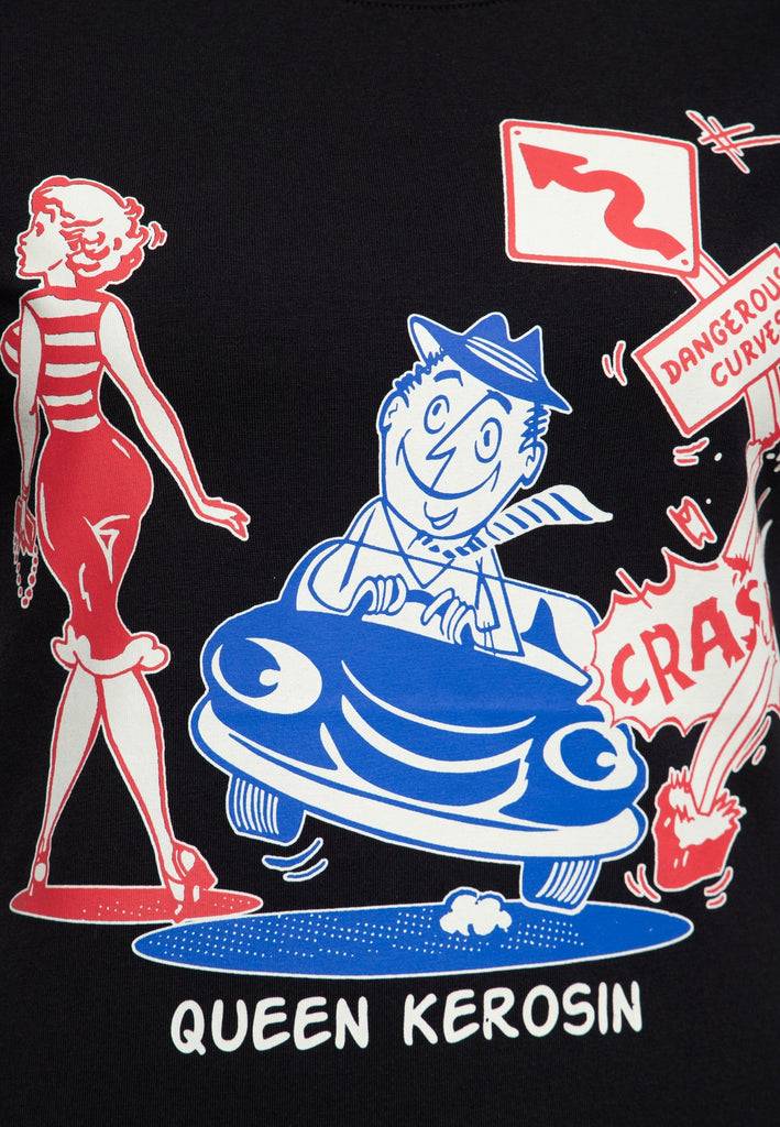 Queen Kerosin T-Shirt «Dangerous Curves» Bis zu 65% Rabatt
