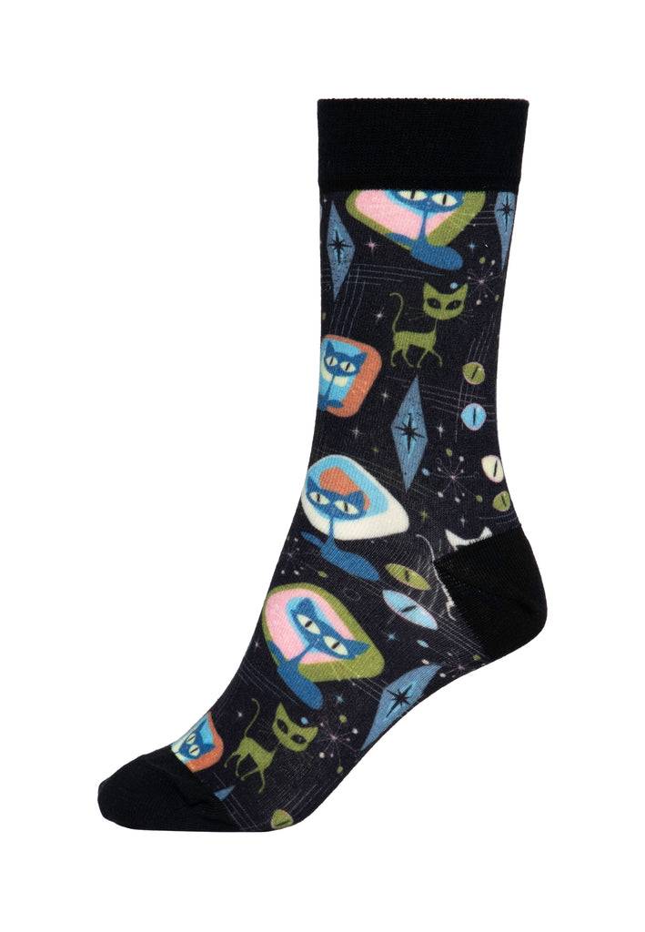Queen Kerosin Socken «Retro Cats» Im Verkauf