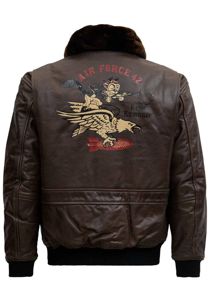 Queen Kerosin Leder Aviator Jacke «Air Force 42» VIP-Rabatte