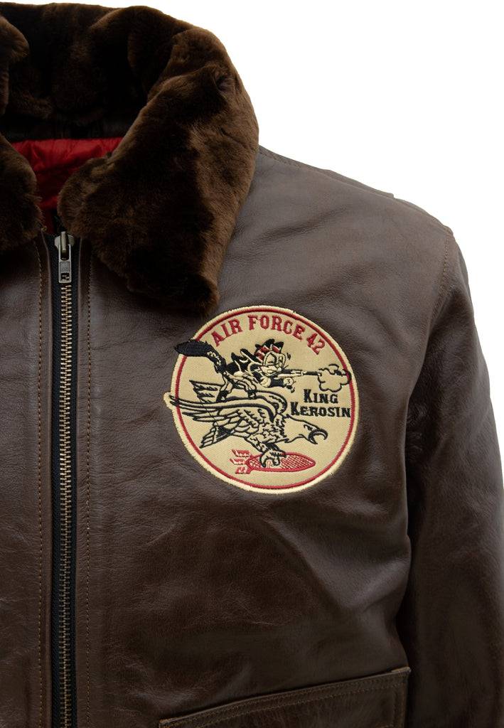 Queen Kerosin Leder Aviator Jacke «Air Force 42» VIP-Rabatte