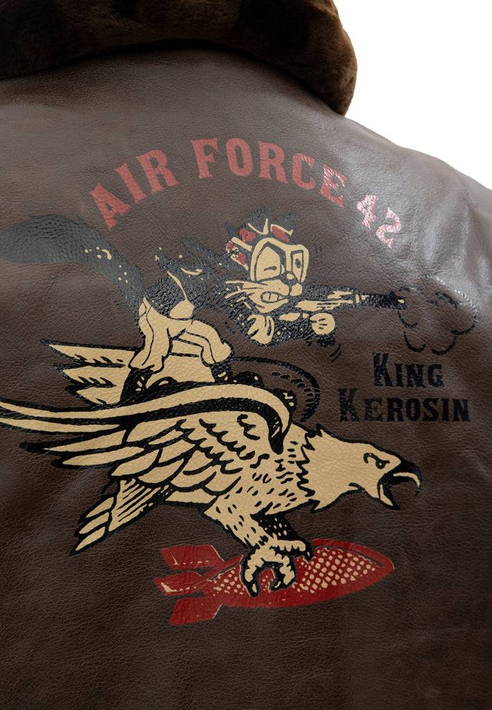Queen Kerosin Leder Aviator Jacke «Air Force 42» VIP-Rabatte