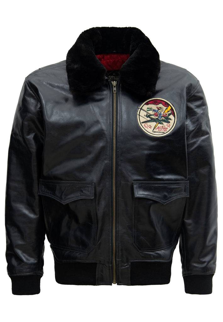 Queen Kerosin Leder Aviator Jacke «Air Force 42» Tiefpreis