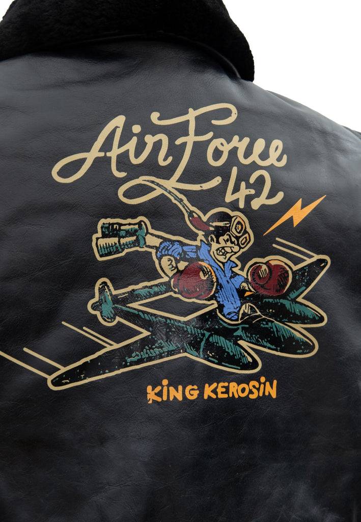 Queen Kerosin Leder Aviator Jacke «Air Force 42» Tiefpreis