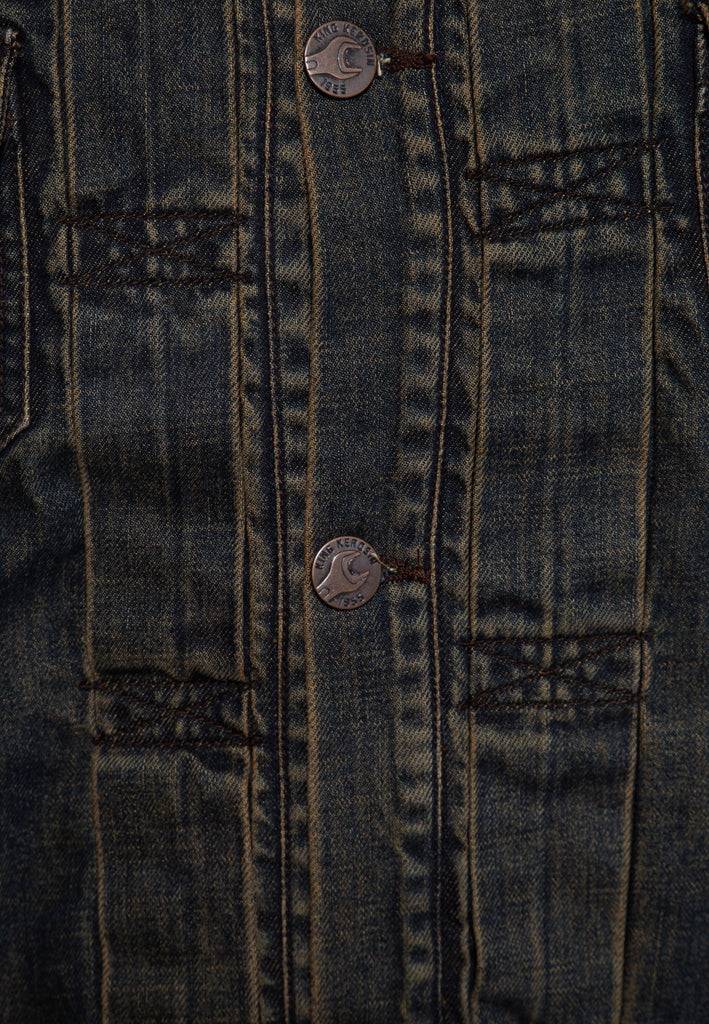Queen Kerosin Denim Weste Stickerei «Motor State» Sonderangebot der Fabrik