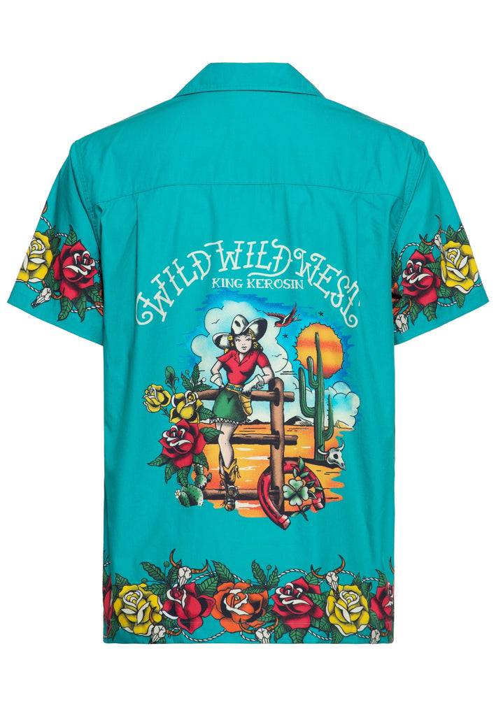 Queen Kerosin Hawaiihemd «Wild Wild West Texas» aus Bio-Baumwolle Riesige Rabatte