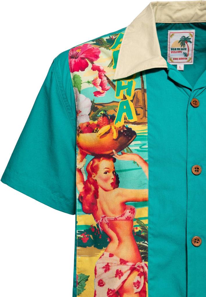 Queen Kerosin Panel Hemd «Pin-Up Hawaii» Black Friday Preise