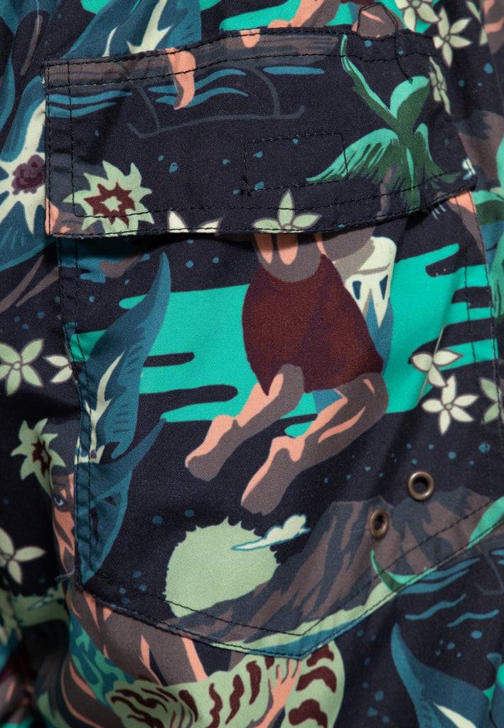 Queen Kerosin Badeshorts «Tropical Hulla Hou» zollfrei