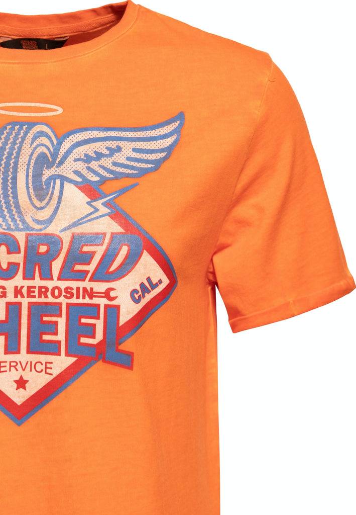 Queen Kerosin Oil Washed T-Shirt «Sacred Wheel» Verkauf
