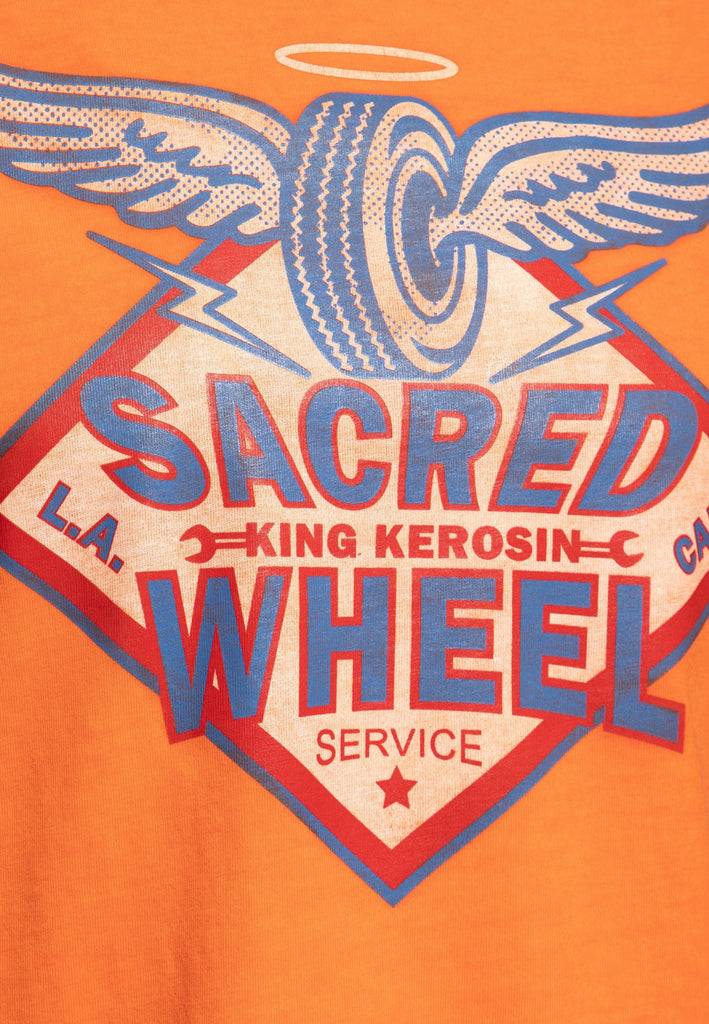Queen Kerosin Oil Washed T-Shirt «Sacred Wheel» Verkauf