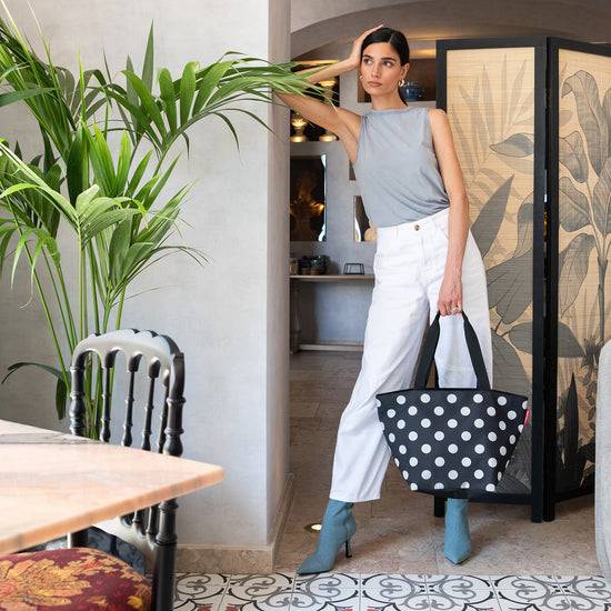 Reisenthel shopper M dots white (Handtasche,schwarz) Speichern exportieren
