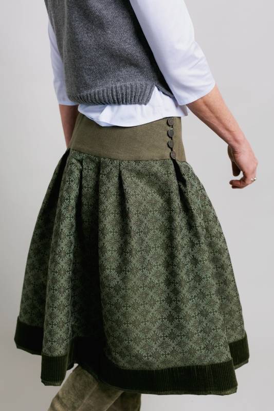 Rockmacherin Kronze Trachtenrock mit Blätterrauten auf Baumwolljacquard Exklusive Angebote