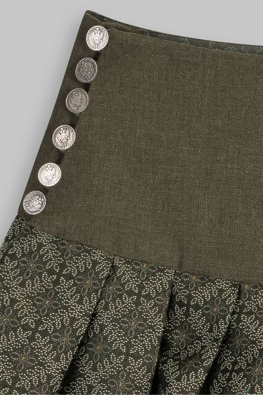Rockmacherin Kronze Trachtenrock mit Blätterrauten auf Baumwolljacquard Exklusive Angebote