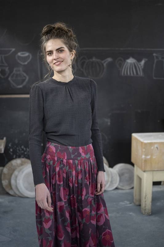 Rockmacherin Lucia Romantische Damenbluse aus Viskose-Crêpe Zeitbegrenzte Promotion
