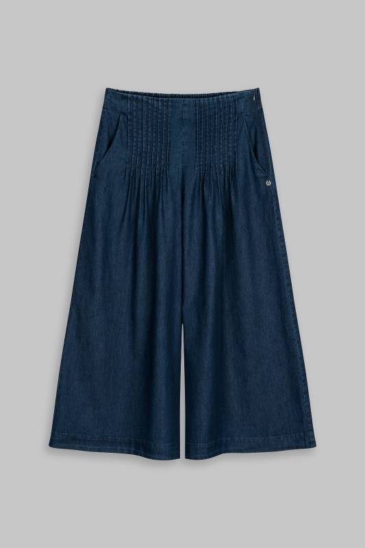 Rockmacherin Sempt Hosenrock aus weichem Denim mit Biesen und Gummizug