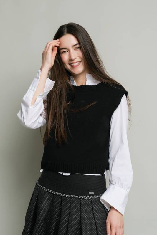 Rockmacherin Ottilie Trachtiger Strickpullunder kurz und gerade geschnitten Online