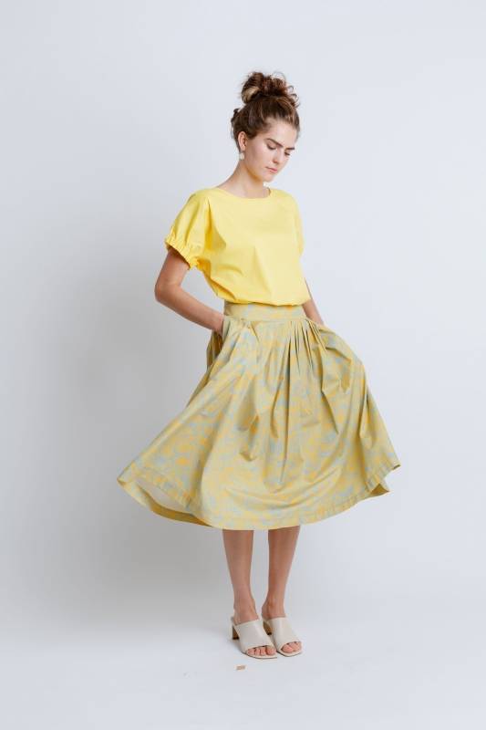 Rockmacherin Kalo lang Damenrock mit plakativem Blumenprint für Tracht und Moderne Flash Sale