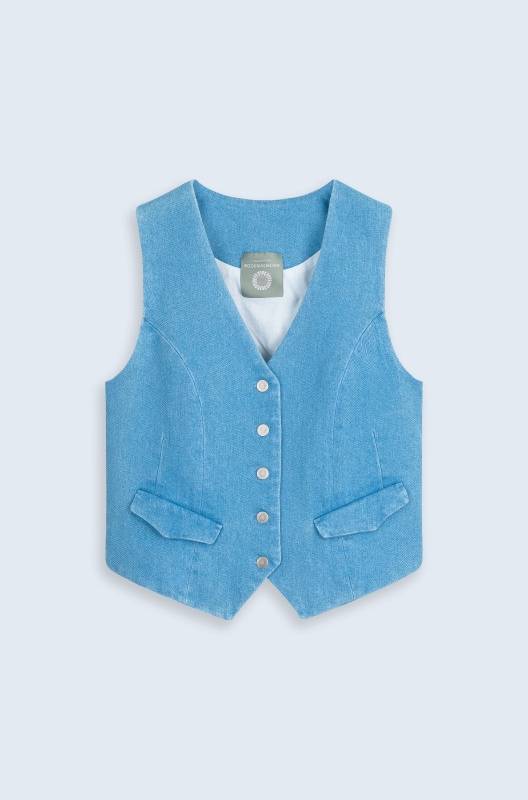Rockmacherin Resal Damenweste aus Light Denim im klassischen Stil