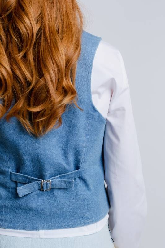 Rockmacherin Resal Damenweste aus Light Denim im klassischen Stil Günstiger Verkauf