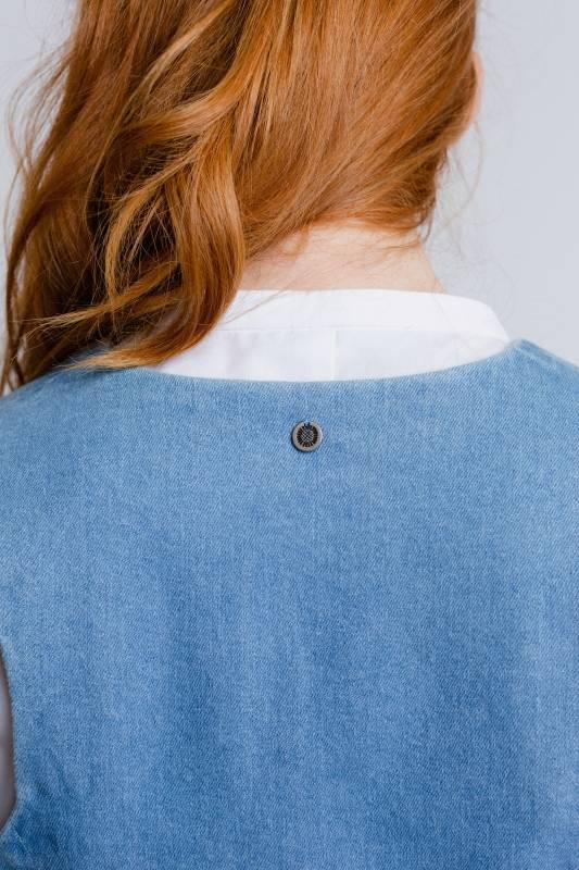 Rockmacherin Resal Damenweste aus Light Denim im klassischen Stil Günstiger Verkauf