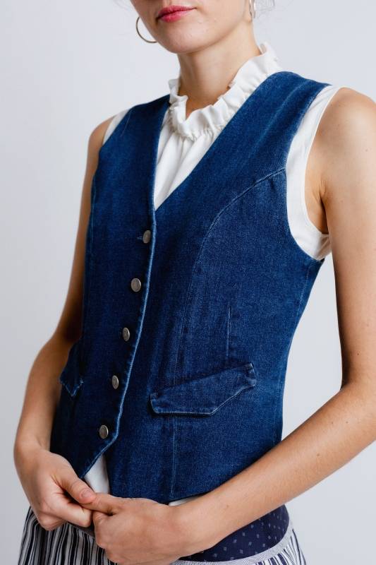 Rockmacherin Resal Damenweste aus Denim im klassischen Stil