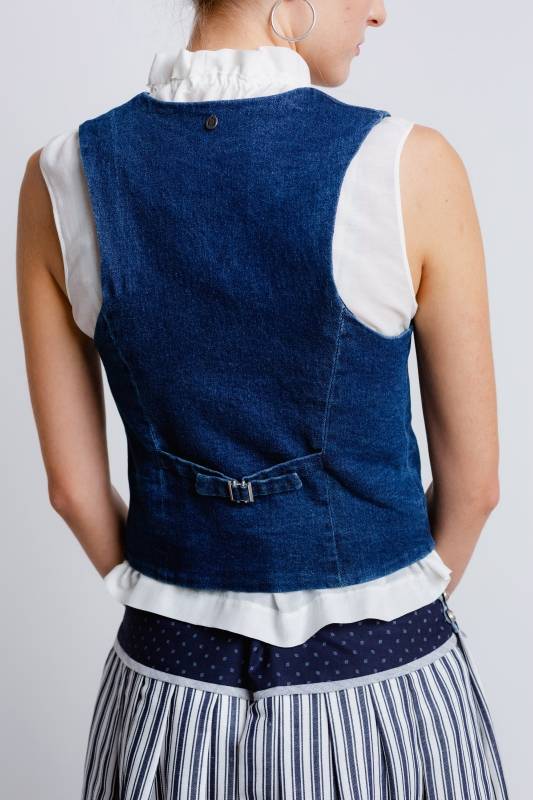 Rockmacherin Resal Damenweste aus Denim im klassischen Stil Fabrikverkauf
