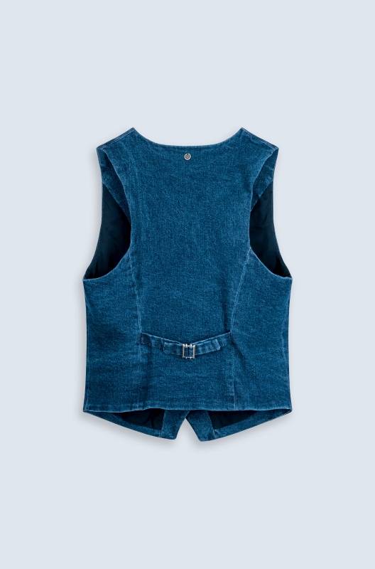 Rockmacherin Resal Damenweste aus Denim im klassischen Stil Fabrikverkauf