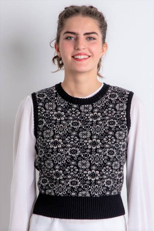 Rockmacherin Paula schwarz sand gemustert