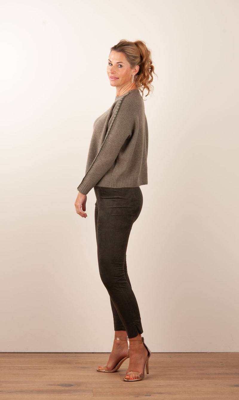 Seductive Velours Hose „Sabrina“ Dunkel Moosgrün Exklusive Angebote
