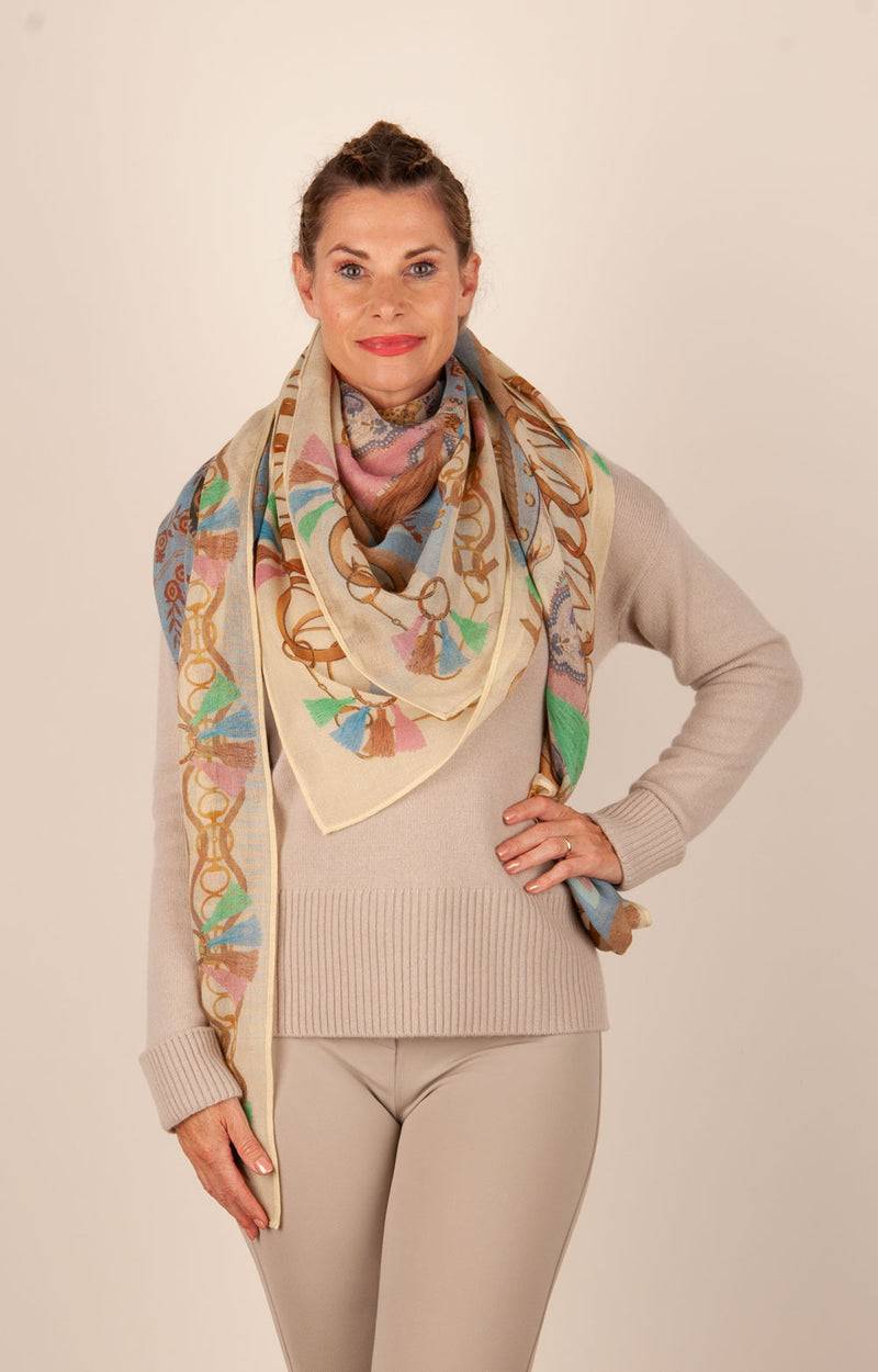 Mucho Gusto Viereckstuch „Zürich“ Creme | Beige | Multicolor Online