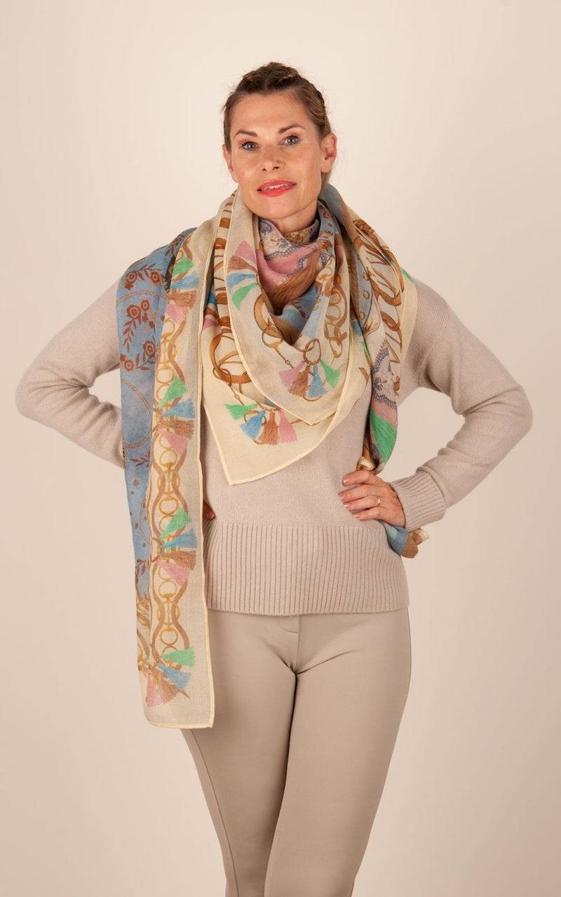 Mucho Gusto Viereckstuch „Zürich“ Creme | Beige | Multicolor Online